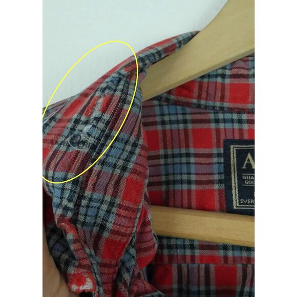 Vintage Abercrombie & Fitch XL Button Down Shirt 90s Red Plaid Oversized Preppy - Picture 4 of 9